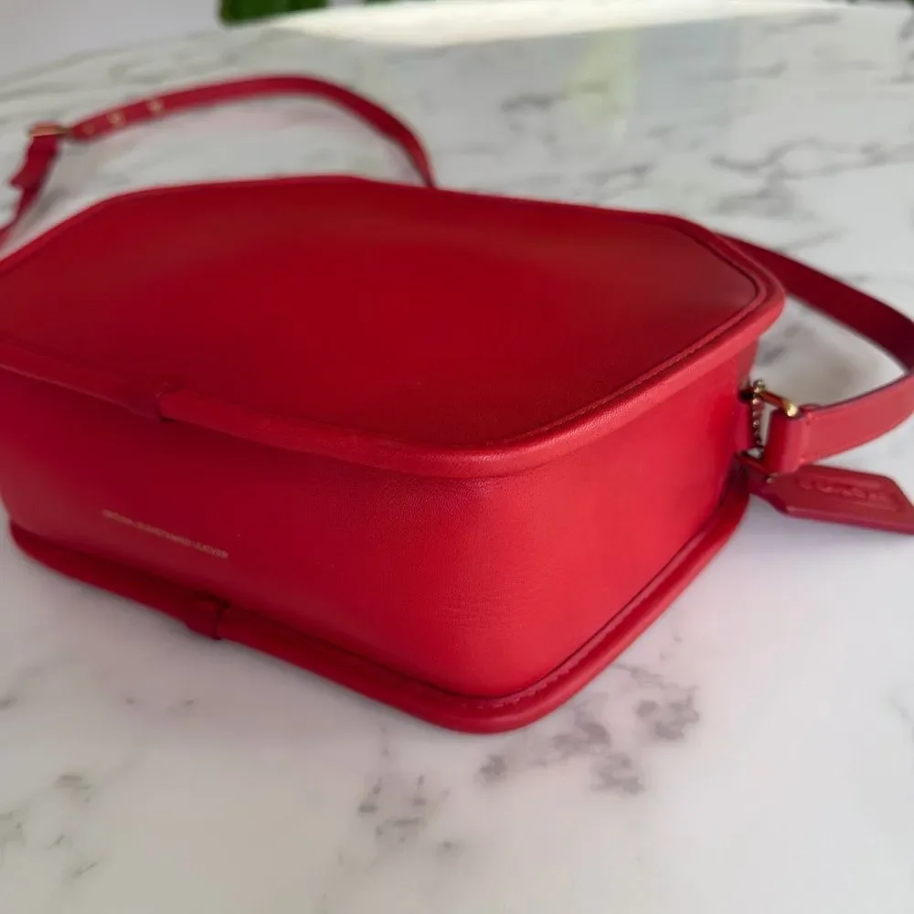 COACH Originals Archival Zip Geometric Pouch Leather Crossbody Bag Carmine Red - Picture 8 of 16